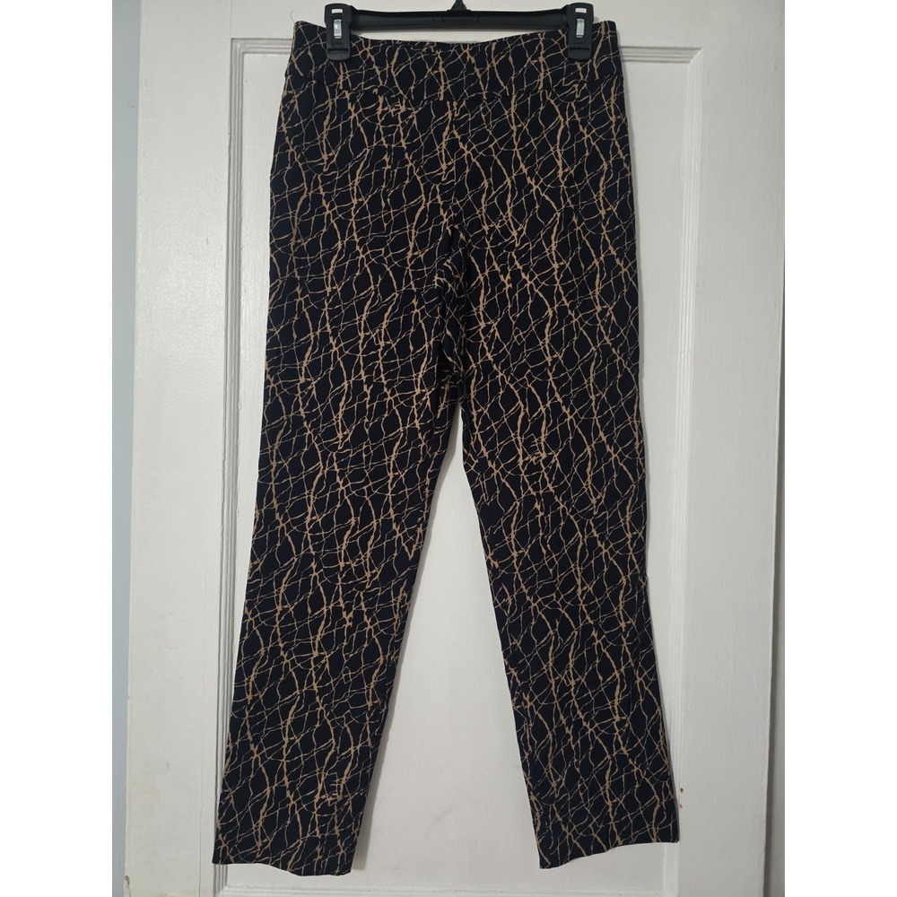 Tina Stephens Pants Navy And Gold Geometric Print Pull‎ On Size 6